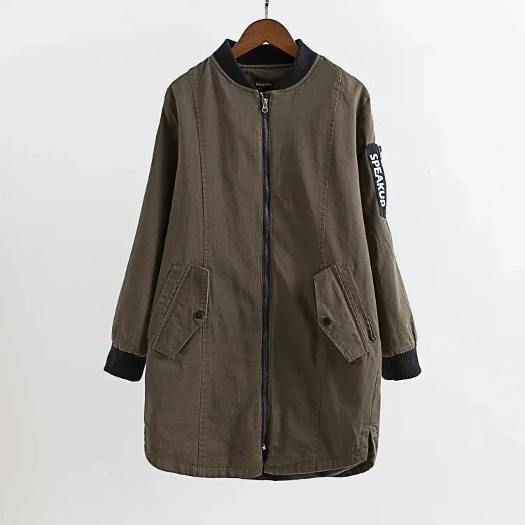 Autumn New Style Western Style Army Green Applique Back Lettered Long Flight Jacket WOMEN'S Dress
Autumn New Style Western Style Army Green Applique Back Lettered Long Flight Jacket WOMEN'S Dress