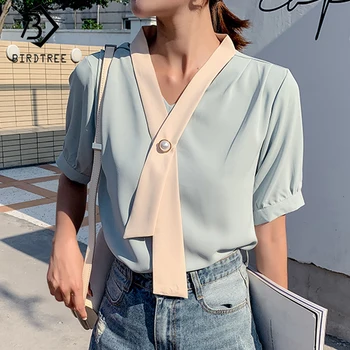 Women's Summer Chiffon Blouse 2020 V-Neck Korean Style Short Sleeve Ribbon Female Shirt Casual Tops T03010K
Women's Summer Chiffon Blouse 2020 V-Neck Korean Style Short Sleeve Ribbon Female Shirt Casual Tops T03010K