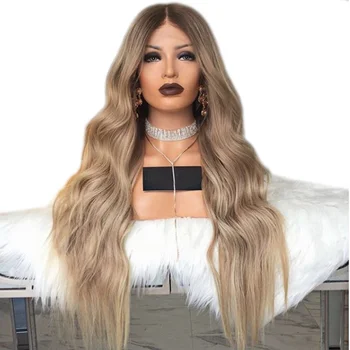 Glueless Lace Wig Long Curly Wave Hair Ombre Ash Blonde Lace Front Wig Dark Roots Full Density Synthetic Wigs For Black Women 
Glueless Lace Wig Long Curly Wave Hair Ombre Ash Blonde Lace Front Wig Dark Roots Full Density Synthetic Wigs For Black Women