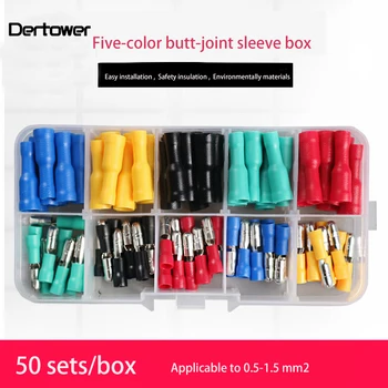 50 Pairs Butt Joint Terminal Wire Connector Male Female Plug-In 5 Color Bullet Head Set Fast And Safety Environmentally
50 Pairs Butt Joint Terminal Wire Connector Male Female Plug-In 5 Color Bullet Head Set Fast And Safety Environmentally