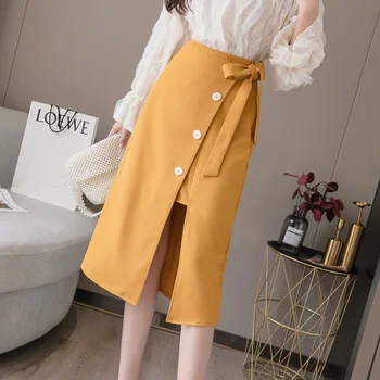 2020 Bow-knot Sashes Skirt Women Vintage Zip High Waist Mid-calf Skirts Brand Female Spring Summer Button Straight Split Skirt 
2020 Bow-knot Sashes Skirt Women Vintage Zip High Waist Mid-calf Skirts Brand Female Spring Summer Button Straight Split Skirt