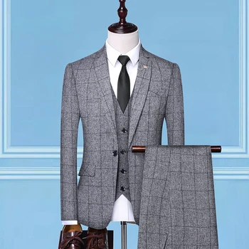 2020 fashion plaid tuxedo wedding suits (jacket+vest+pant) plus size luxury men wedding suit
2020 fashion plaid tuxedo wedding suits (jacket+vest+pant) plus size luxury men wedding suit
