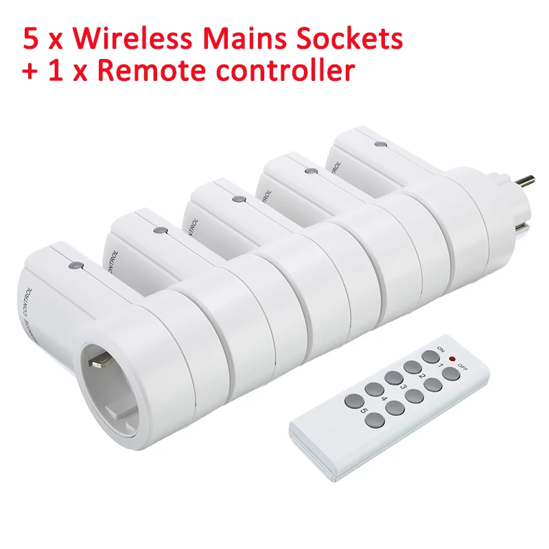 5 Wireless Remote Control Switches Socket Power Outlets Electrical Plugs Adaptors With Remote Control EU Plug White
5 Wireless Remote Control Switches Socket Power Outlets Electrical Plugs Adaptors With Remote Control EU Plug White