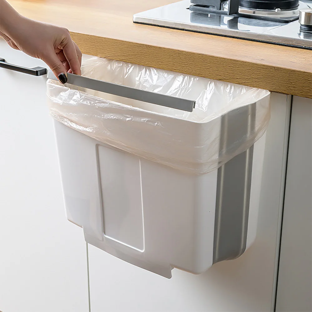 bleu petite poubelle de voiture de tiroir de porte darmoire de cuisine pliable compacte Poubelle de cuisine /à suspendre au mur