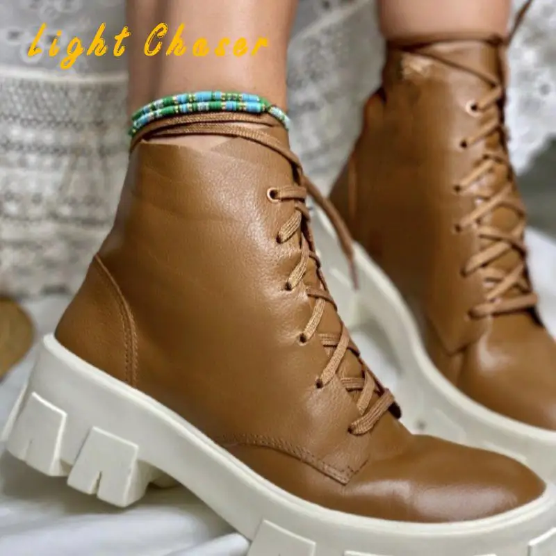 Autumn And Winter Women's Boots Platform Platform Lace-up Mid-tube Women's Boots Large Size Short Boots Woman Botas De Mujer 43
Autumn And Winter Women's Boots Platform Platform Lace-up Mid-tube Women's Boots Large Size Short Boots Woman Botas De Mujer 43