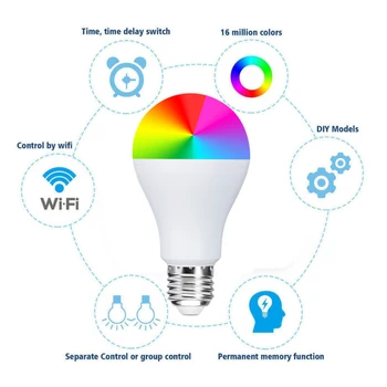 11W WiFi Smart Light Bulb B22 E27 LED RGB Lamp Work with Alexa/Google Home 85-265V RGB+White Dimmable Timer Function Magic Bulb
11W WiFi Smart Light Bulb B22 E27 LED RGB Lamp Work with Alexa/Google Home 85-265V RGB+White Dimmable Timer Function Magic Bulb