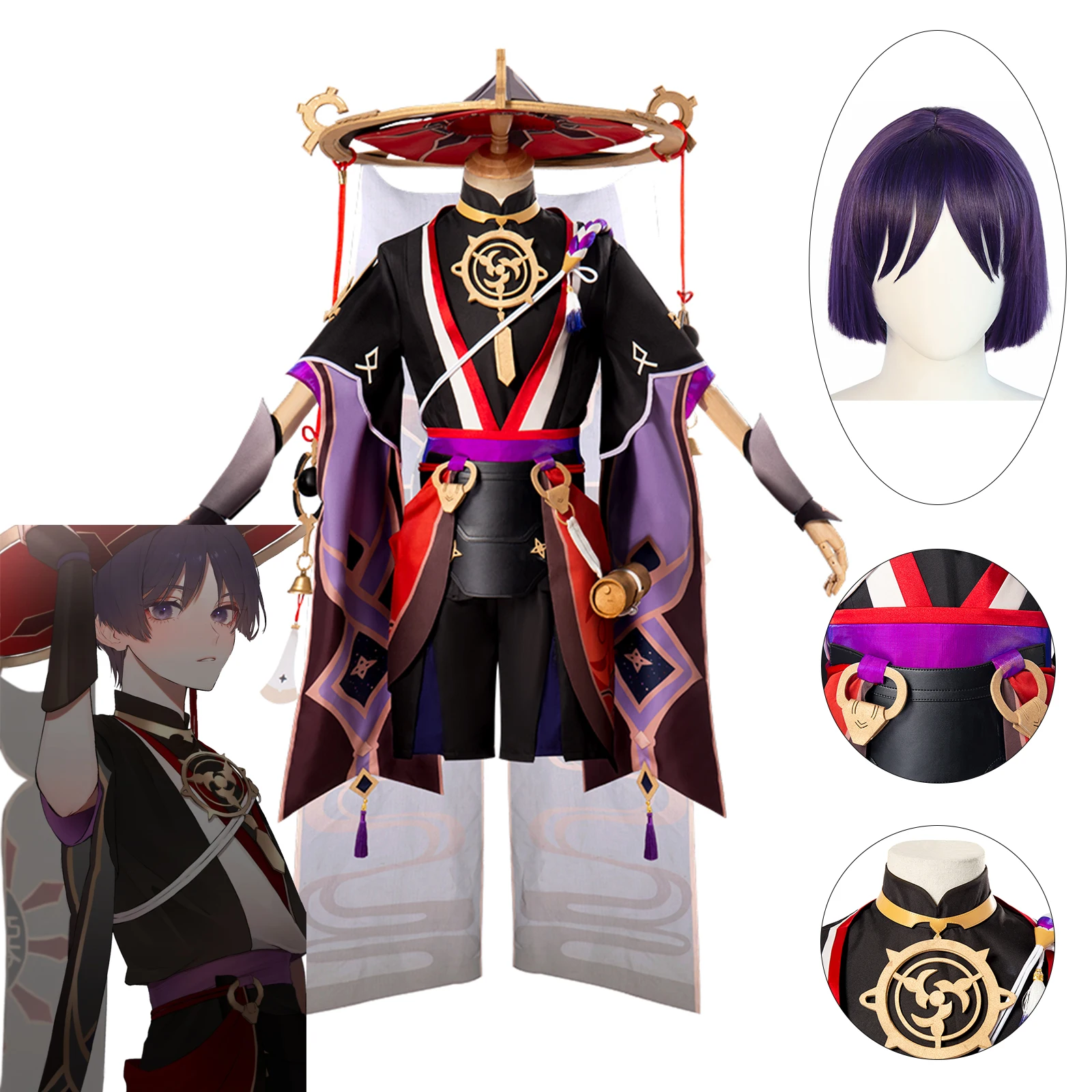 Scaramucci Skirmish Cosplay Costume and Bluish Violet Wig Game for Genshin Impact Costume San Bing Full Set Clothes and cap
Scaramucci Skirmish Cosplay Costume and Bluish Violet Wig Game for Genshin Impact Costume San Bing Full Set Clothes and cap