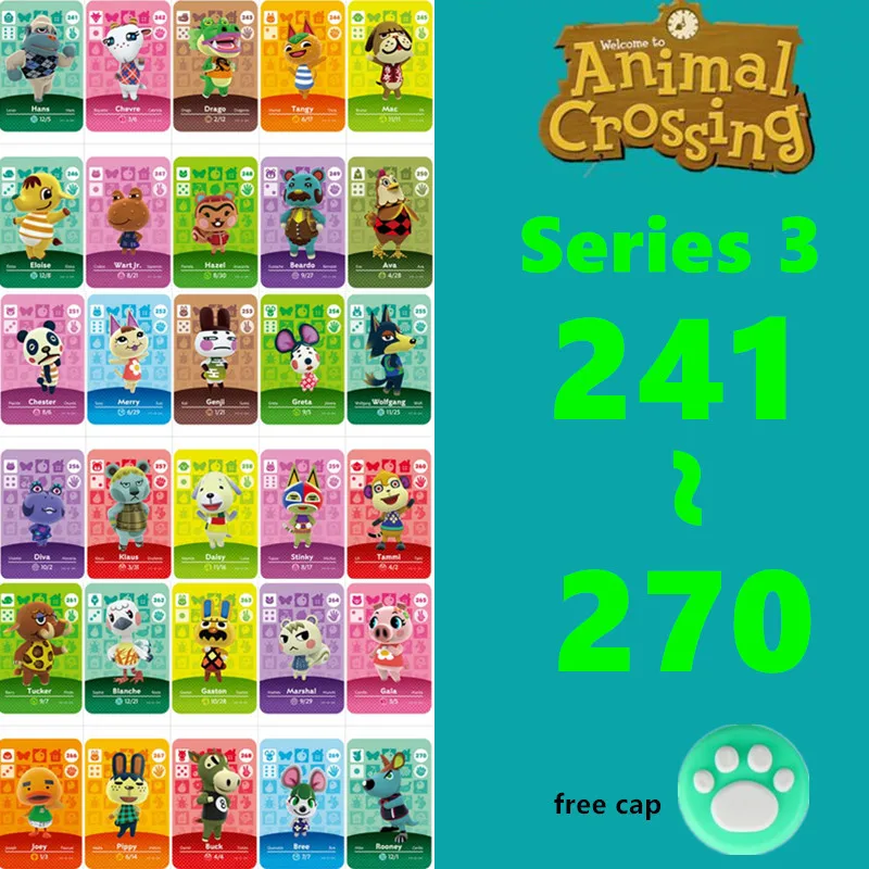 Series 3 (241 to 270) Animal Crossing New Horizons Game Amiibo Card For NS Switch 3DS Game NFC Cards Hot Villager Marshal
Series 3 (241 to 270) Animal Crossing New Horizons Game Amiibo Card For NS Switch 3DS Game NFC Cards Hot Villager Marshal