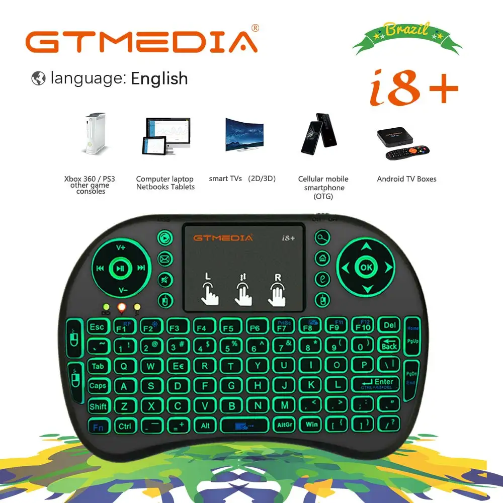 GTMEDIA i8+ Backlit 2.4G Wireless Keyboard Air Mouse English Version With Touchpad Handheld Work With Android TV BOX Mini PC
GTMEDIA i8+ Backlit 2.4G Wireless Keyboard Air Mouse English Version With Touchpad Handheld Work With Android TV BOX Mini PC