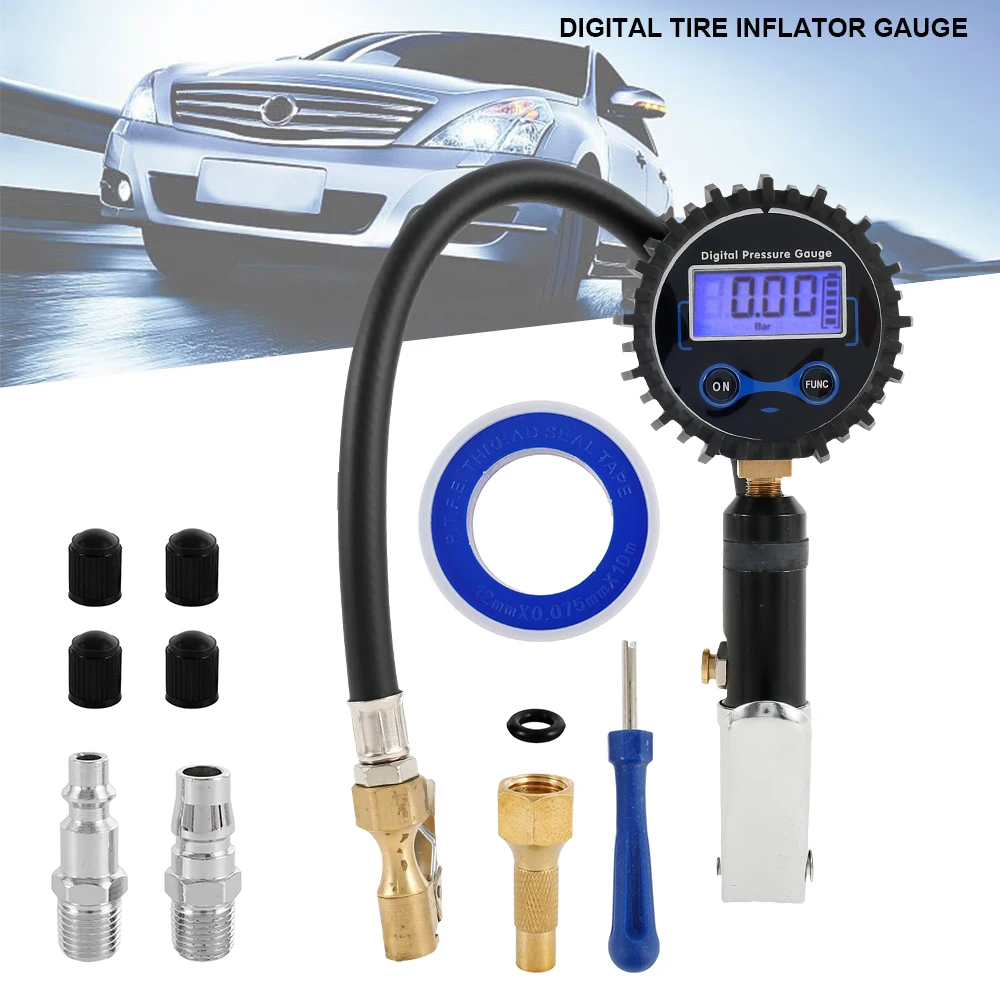Digital Tire Inflator Pressure Gauge Air Compressor Pump Quick Connect Coupler for Car Truck Motorcycle Tire Repair Tool
Digital Tire Inflator Pressure Gauge Air Compressor Pump Quick Connect Coupler for Car Truck Motorcycle Tire Repair Tool