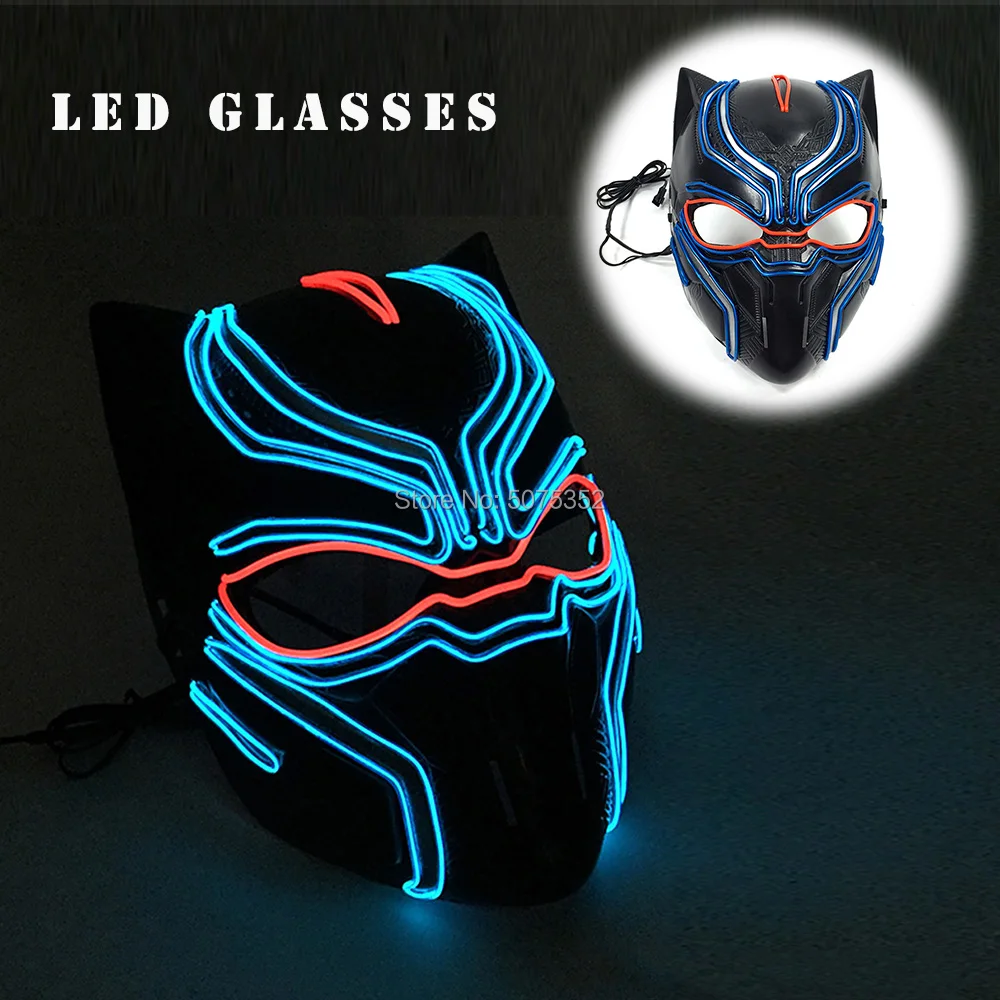 Superhero Black Panther Mask Cosplay EL Wire Mask Party Costume Led Light Up Full Face Mask For Masque Carnival Christmas
Superhero Black Panther Mask Cosplay EL Wire Mask Party Costume Led Light Up Full Face Mask For Masque Carnival Christmas