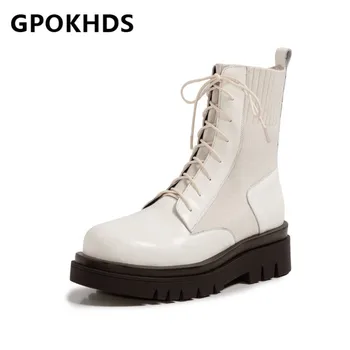 GPOKHDS 2021 women Ankle boots Cow leather Winter short plush Round Toe Lace-Up knitted High heels female Riding boots size 40
GPOKHDS 2021 women Ankle boots Cow leather Winter short plush Round Toe Lace-Up knitted High heels female Riding boots size 40