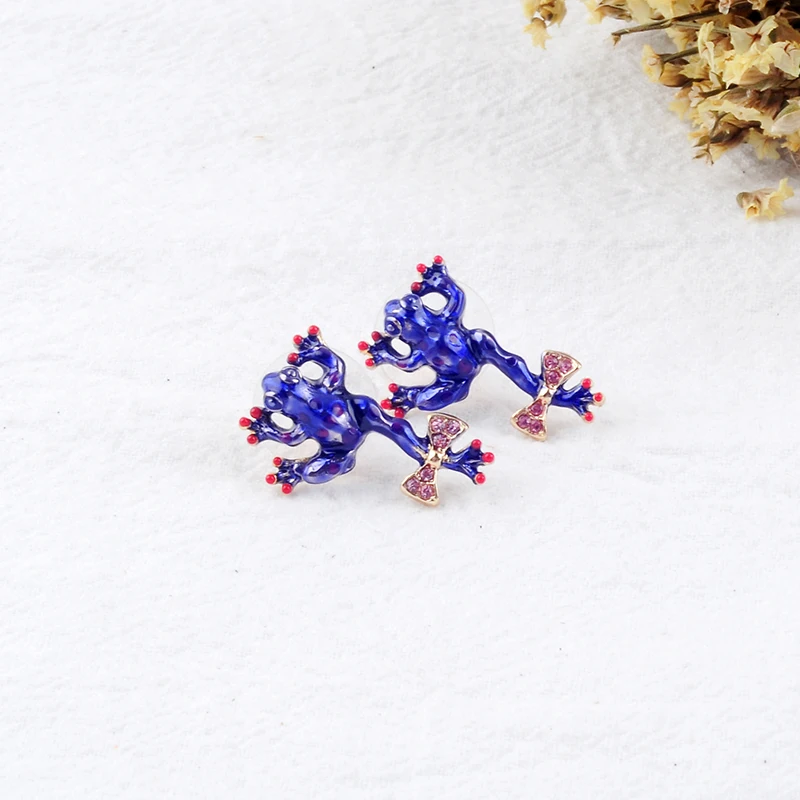 Cute Animal Green&Blue Enamel Little Frog Crystal Bowknot Stud Earrings For Women Gifts Fashion Jewelry Wholesale
Cute Animal Green&Blue Enamel Little Frog Crystal Bowknot Stud Earrings For Women Gifts Fashion Jewelry Wholesale