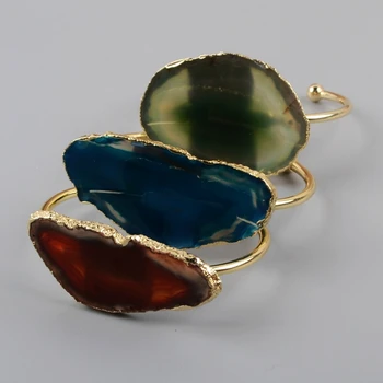 Irregular Natural Slice Agates Bangle Gold Handmade Big Stones Agates Cuff Bangle Jewelry Women Bangles Dropship
Irregular Natural Slice Agates Bangle Gold Handmade Big Stones Agates Cuff Bangle Jewelry Women Bangles Dropship