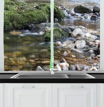 Multicolor River Rock Kitchen Curtains Outdoor Nature Scene Creek Forest Spring Season Underwater Stones for Kitchen Cafe Decor
Multicolor River Rock Kitchen Curtains Outdoor Nature Scene Creek Forest Spring Season Underwater Stones for Kitchen Cafe Decor