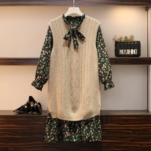 Plus Size 4XL Knit Fashion Sleeveless Loose Sweaters Tank Tops+Floral Bowknot Long Sleeve High Waist Dress Women Autumn Sets
Plus Size 4XL Knit Fashion Sleeveless Loose Sweaters Tank Tops+Floral Bowknot Long Sleeve High Waist Dress Women Autumn Sets
