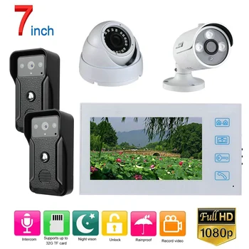 Night Vision Weatherproof 7 inch Record Wired Video Door Phone Doorbell Intercom System with 2pcs AHD 1080P 2CH Security Camera
Night Vision Weatherproof 7 inch Record Wired Video Door Phone Doorbell Intercom System with 2pcs AHD 1080P 2CH Security Camera