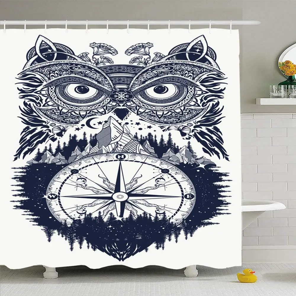 Shower Curtain Set with Hooks 66x72 Wild Owl Compass Tattoo Symbol Dot Symbols Predator Camping Wisdom Animals Print Coloring
Shower Curtain Set with Hooks 66x72 Wild Owl Compass Tattoo Symbol Dot Symbols Predator Camping Wisdom Animals Print Coloring