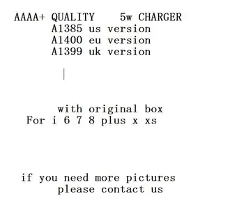 100pcs/Lot High Quality A1385 A1400 US EU Plug Wall Charger USB AC Power Adapter For iphone 6 6s 7 8 Plus X With packaging
100pcs/Lot High Quality A1385 A1400 US EU Plug Wall Charger USB AC Power Adapter For iphone 6 6s 7 8 Plus X With packaging