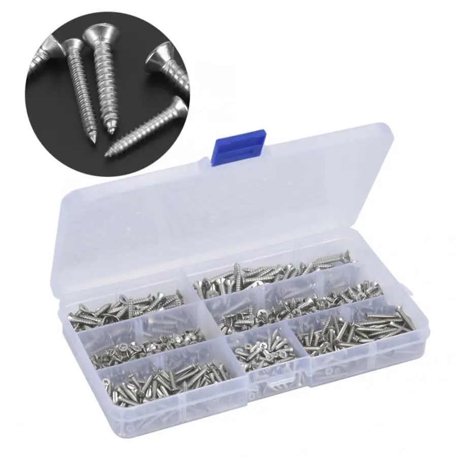 Stainless Self Tapping Screws 600pcs Metal Self Tapping Screws Set Raised Countersunk Machine Screw Assortment Kit
Stainless Self Tapping Screws 600pcs Metal Self Tapping Screws Set Raised Countersunk Machine Screw Assortment Kit