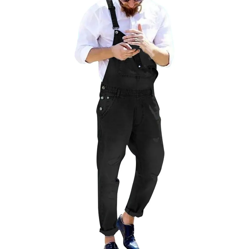 Фото Men Pants Jumpsuit High Street Pockets Jeans Fashion Slim Fit Denim Overalls Fashionable Strap Casual Suspender new | Мужская одежда