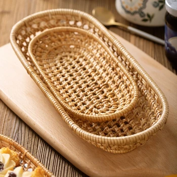 Wicker Rattan Basket Hand Woven Bread Tray Tabletop Food Fruit Vegetables Restaurant Serving Breakfast Display
Wicker Rattan Basket Hand Woven Bread Tray Tabletop Food Fruit Vegetables Restaurant Serving Breakfast Display