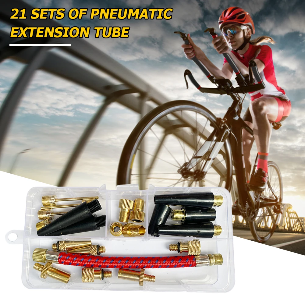 21pcs Valve Connector Foot Ball Airbed Bicycle Tyre Pump Adapter Set Kit UK 