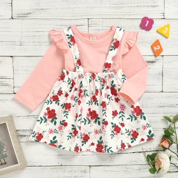 2 Pieces Kids Suit Set Solid Color Round Neck Long Sleeve Top+ Floral Print Suspender Skirt 1-4 Years
2 Pieces Kids Suit Set Solid Color Round Neck Long Sleeve Top+ Floral Print Suspender Skirt 1-4 Years