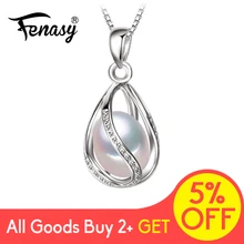 FENASY 天然淡水真珠のペンダントケージネックレスファッション 925 スターリングシルバー自由奔放に生きるステートメントネックレスパールジュエリー(China)