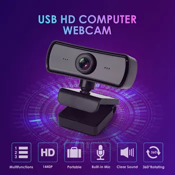 HD 1440P Webcam Mini Computer PC WebCamera with Microphone Rotatable Cameras for Live Broadcast Video Calling Conference Work
HD 1440P Webcam Mini Computer PC WebCamera with Microphone Rotatable Cameras for Live Broadcast Video Calling Conference Work