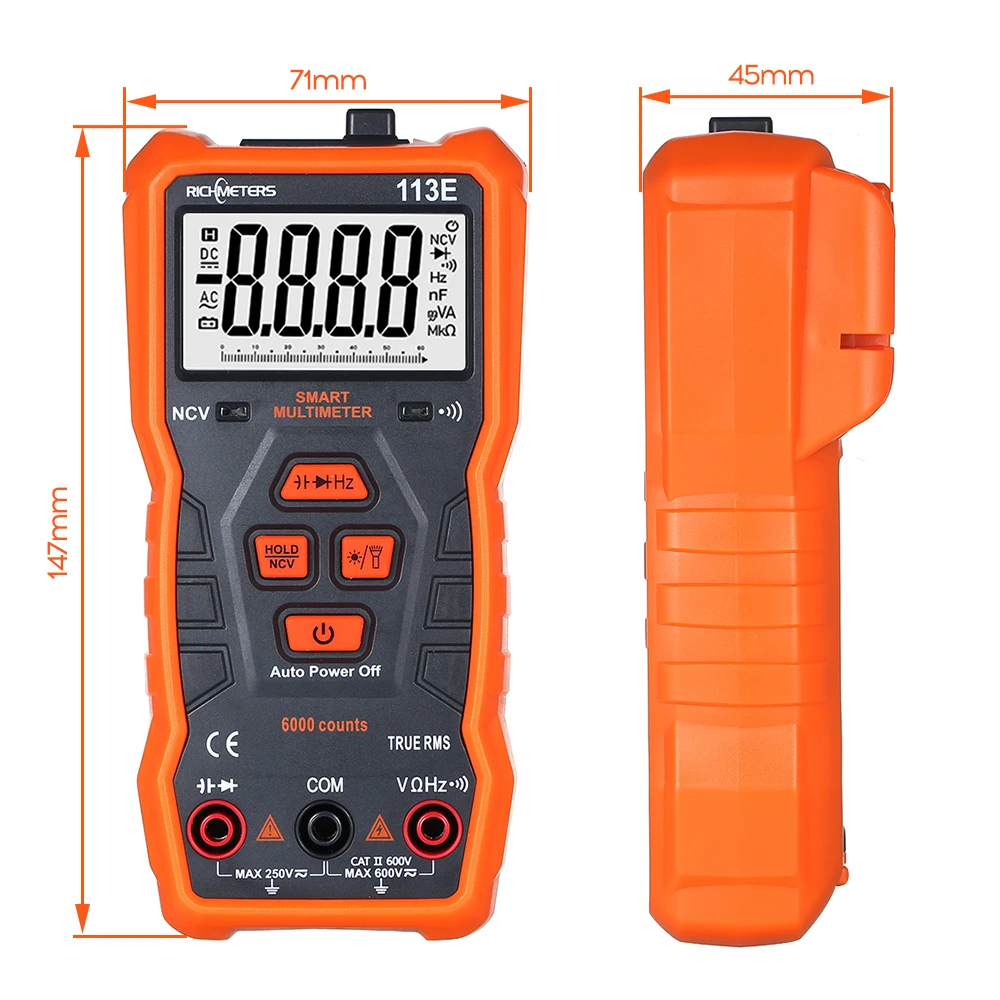 Generic RICHMETERS RM113A NCV Digital Multimeter Profesional HFE AC/DC ...