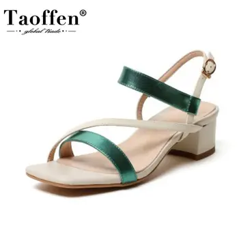 Taoffen Women High Heel Sandals Genuine Leather Thick Heel Summer Shoes Woman Fashion Mixed Color Shoes Woman Size 33-40
Taoffen Women High Heel Sandals Genuine Leather Thick Heel Summer Shoes Woman Fashion Mixed Color Shoes Woman Size 33-40