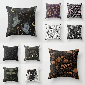 

Single-side Halloween Printed Pillow Case Cartoon Spider Ghost Skull Grey Cushion Cover Sofa New Home Decor Throw Pillows Cover