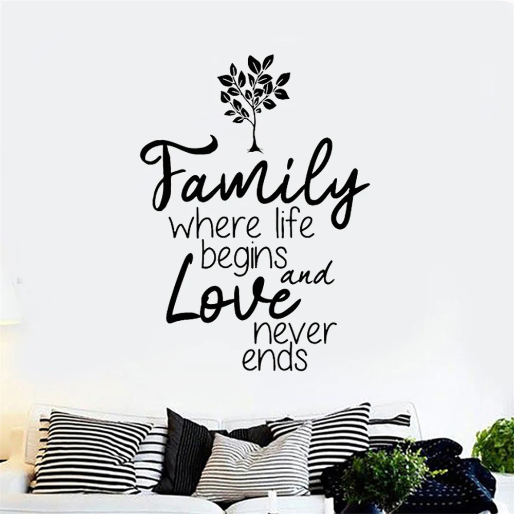 Wall Decals Family Where Life Begins And Love Never Ends Home Livingroom Decoration Murals Stickers Vinyl Bedroom Poster HJ0375
Wall Decals Family Where Life Begins And Love Never Ends Home Livingroom Decoration Murals Stickers Vinyl Bedroom Poster HJ0375