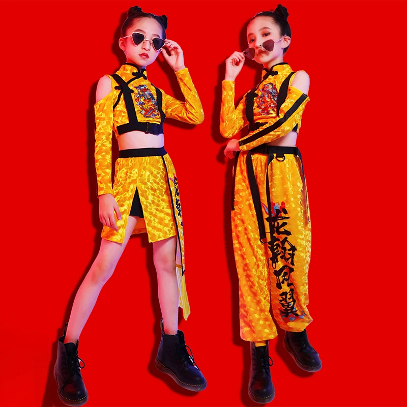 

Children Retro Chinese Fashion Show Suit Boy National Trend Hip Hop Performance Costume Girl Model