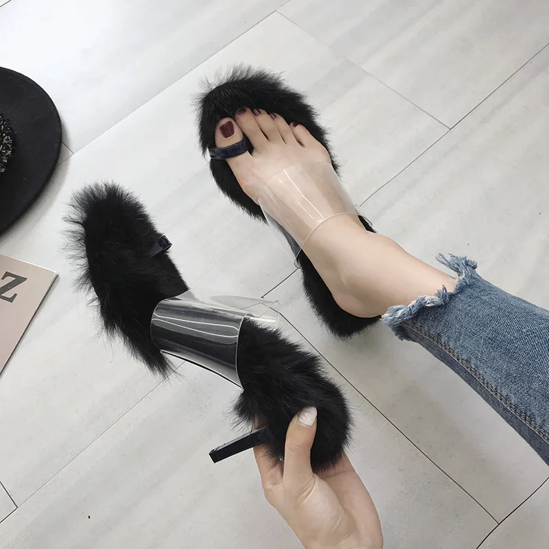 Plush Slipper Toe Covering Sandals Transparent Tape A- line with Peep-Toe Slipper Comfortable-High Heel Shoes Thin Heeled Fashio
Plush Slipper Toe Covering Sandals Transparent Tape A- line with Peep-Toe Slipper Comfortable-High Heel Shoes Thin Heeled Fashio