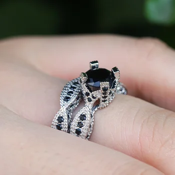 Huitan New Gothic 2PC Bridal Ring Sets Black Witch Stylish Magic Finger Bands With Dark Cubic Zircon Stone Wholesale Lots&Bulk
Huitan New Gothic 2PC Bridal Ring Sets Black Witch Stylish Magic Finger Bands With Dark Cubic Zircon Stone Wholesale Lots&Bulk