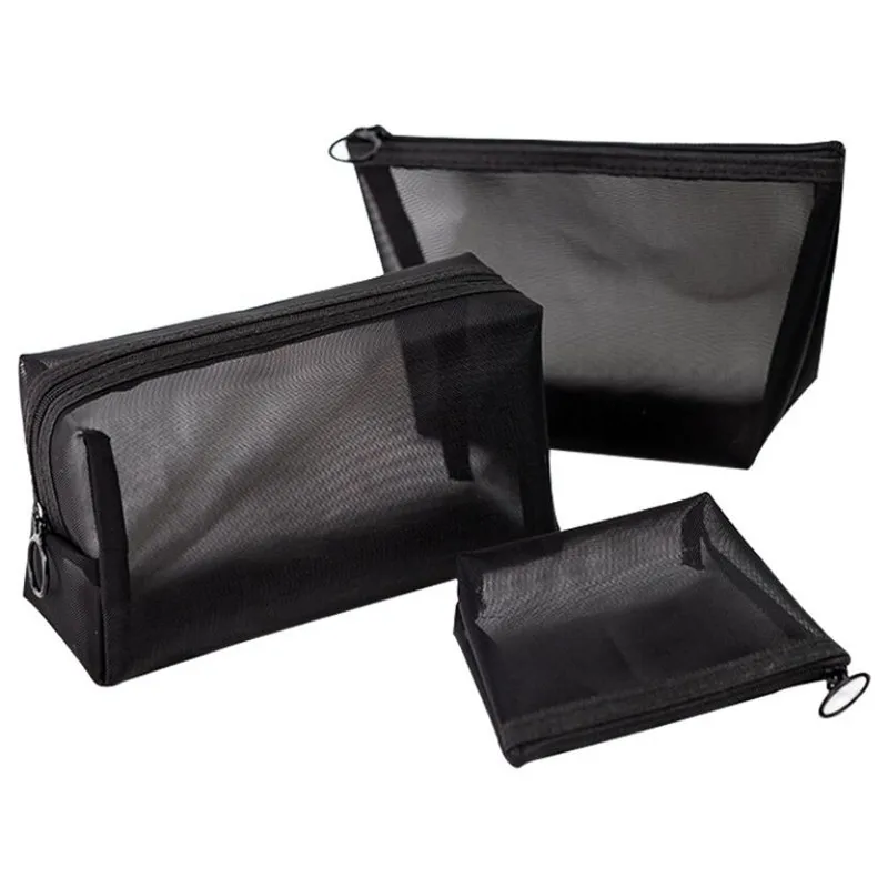 

1Pc Women Men Necessary Cosmetic Bag Transparent Travel Organizer Fashion Small Large Black Toiletry Bags Makeup Pouch Case