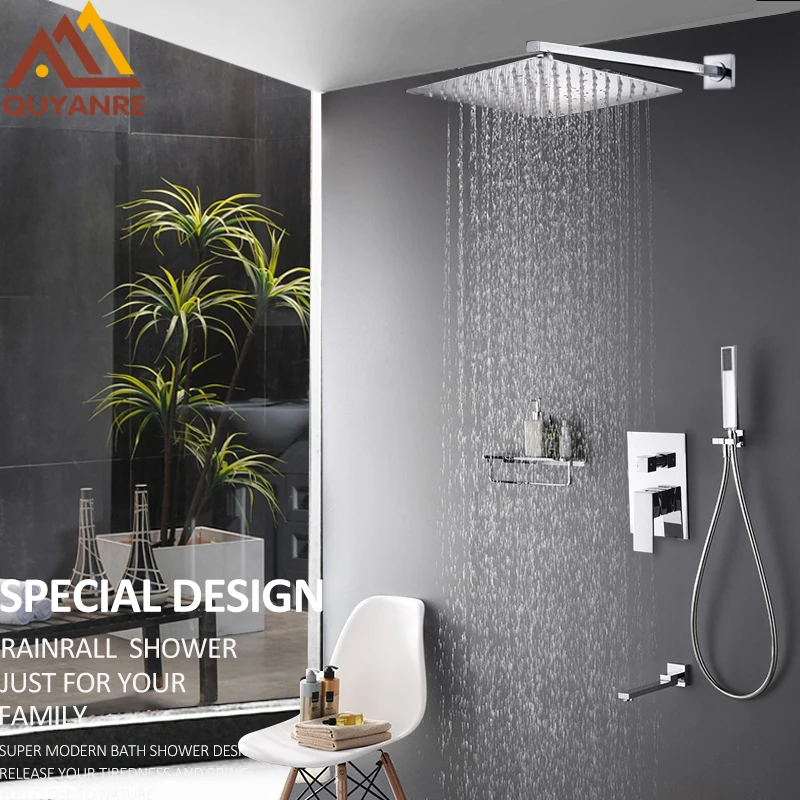Quyanre Wall Mount Bathroom Rain Waterfall Shower Faucets Set Concealed Chrome Shower System Bathtub Shower Mixer Faucet Tap
Quyanre Wall Mount Bathroom Rain Waterfall Shower Faucets Set Concealed Chrome Shower System Bathtub Shower Mixer Faucet Tap