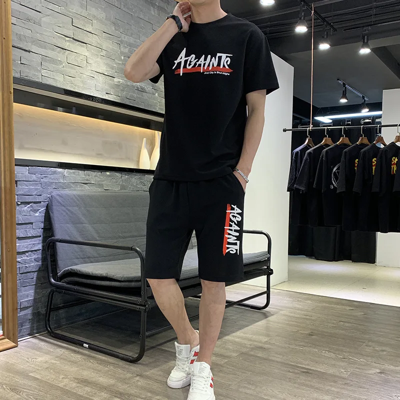 Summer Set Men's 2019 New Style Korean-style Short-sleeved round Collar T-shirt Short Shorts Fashion Brand Casual Sports Set
Summer Set Men's 2019 New Style Korean-style Short-sleeved round Collar T-shirt Short Shorts Fashion Brand Casual Sports Set