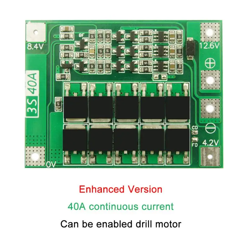 3S 40A Li-ion Lithium Battery Charger Lipo Cell Module PCB BMS Protection Board For Drill Motor 12.6V with Balance
3S 40A Li-ion Lithium Battery Charger Lipo Cell Module PCB BMS Protection Board For Drill Motor 12.6V with Balance