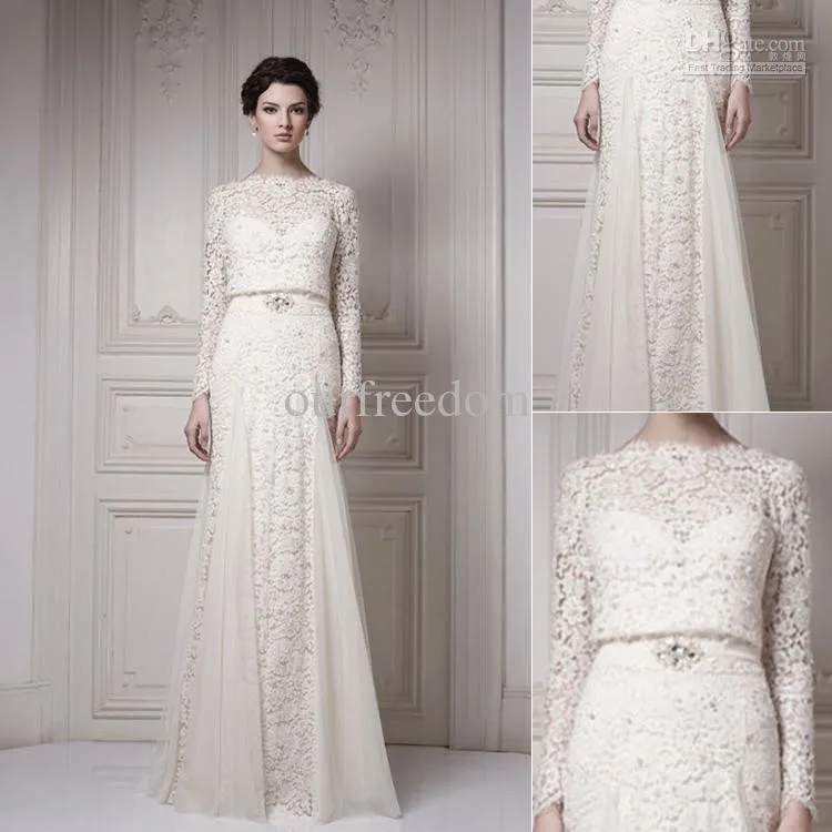 Romantic Limited New Vintage Bateau Long Sleeve Cool Muslim Floor Length Lace Bridal Gowns And Colour Mother of the Bride Dress
Romantic Limited New Vintage Bateau Long Sleeve Cool Muslim Floor Length Lace Bridal Gowns And Colour Mother of the Bride Dress
