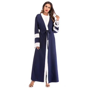 Muslim Abaya Women Arab Open Abayas striped Splice Kimono Long Robe Lace-up Islamic Clothing Elbise Jubah Catfan Hijab Dress 
Muslim Abaya Women Arab Open Abayas striped Splice Kimono Long Robe Lace-up Islamic Clothing Elbise Jubah Catfan Hijab Dress