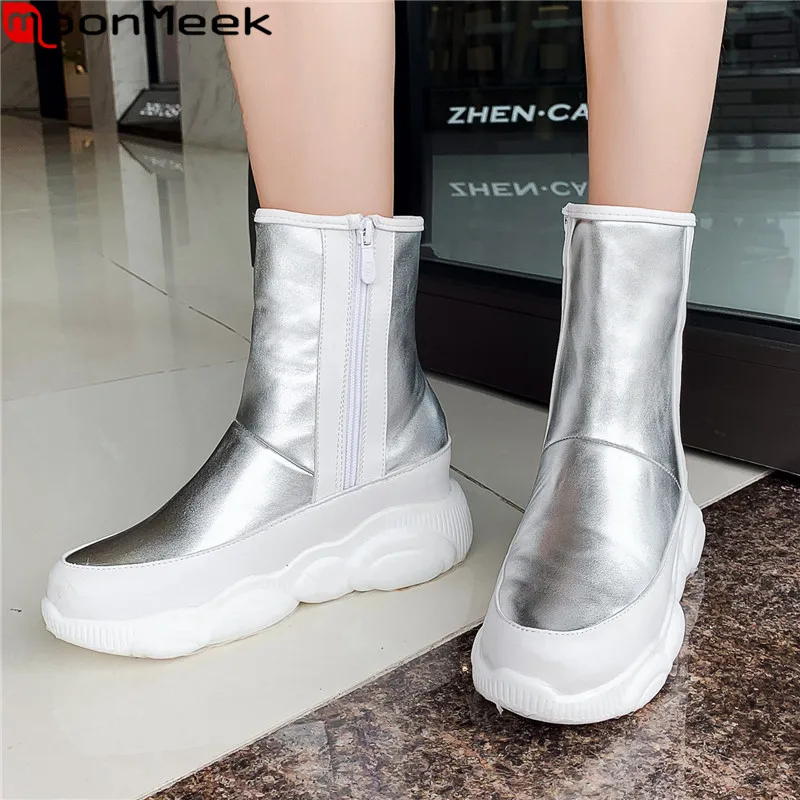 MoonMeek large size 34-46 fashion ankle boots round toe zip flat platform boots simple keep warm snow boots 2020 new
MoonMeek large size 34-46 fashion ankle boots round toe zip flat platform boots simple keep warm snow boots 2020 new