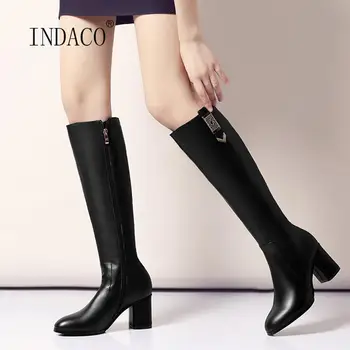 Boots Women Winter Warm Knee High Boots High Heel 7cm Black Leather Thigh High Boots Thick Heels Side Zipper Botas Feminina
Boots Women Winter Warm Knee High Boots High Heel 7cm Black Leather Thigh High Boots Thick Heels Side Zipper Botas Feminina