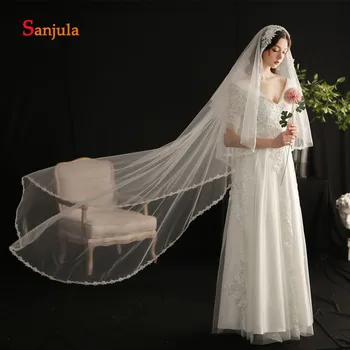240cm Ivory Tulle Wedding Veils Long Appliques Edge Elegant Bridal Wedding Headwear with Comb Beaded velo de novia largo V654
240cm Ivory Tulle Wedding Veils Long Appliques Edge Elegant Bridal Wedding Headwear with Comb Beaded velo de novia largo V654