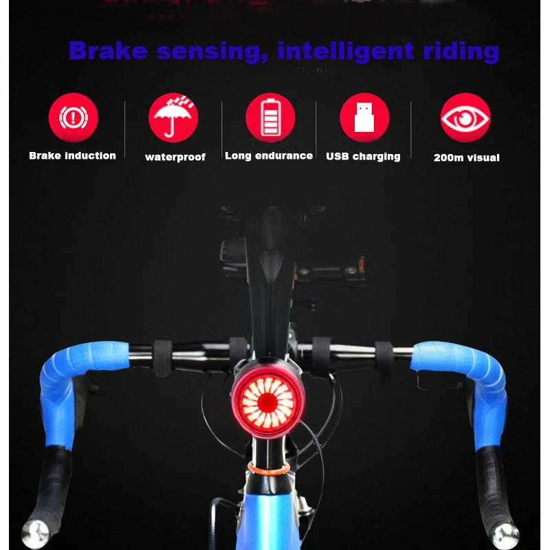 Bicycle intelligent induction brake light USB charging warning tail light, bicycle safety warning tail light
Bicycle intelligent induction brake light USB charging warning tail light, bicycle safety warning tail light