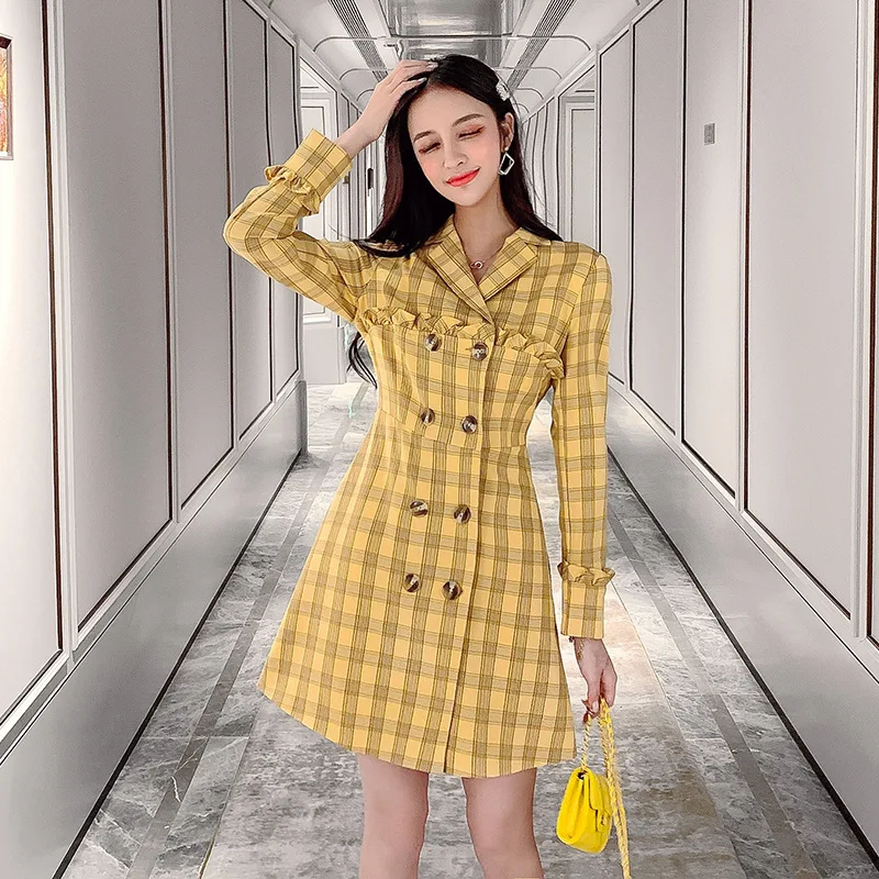 2019 Autumn And Winter Fashion Loose Slimming Suit Waist Hugging Ol Wind Mid-length Small Plaid Suit Dress Women's
2019 Autumn And Winter Fashion Loose Slimming Suit Waist Hugging Ol Wind Mid-length Small Plaid Suit Dress Women's