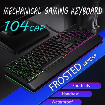 NEW 104keys USB Wired Frosted Keycap Keyboard Crater Architecture Multimedia Backlight Mechanical Gaming Keyboard Waterproof
NEW 104keys USB Wired Frosted Keycap Keyboard Crater Architecture Multimedia Backlight Mechanical Gaming Keyboard Waterproof