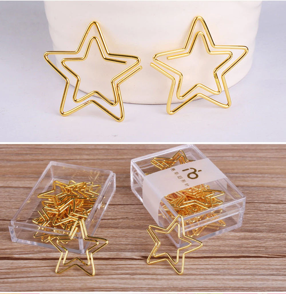 12 Pcs/box Gold Five Pointed Star Paper Clips Metal Bookmark Binder Clip Student Office Stationery Supply
12 Pcs/box Gold Five Pointed Star Paper Clips Metal Bookmark Binder Clip Student Office Stationery Supply
